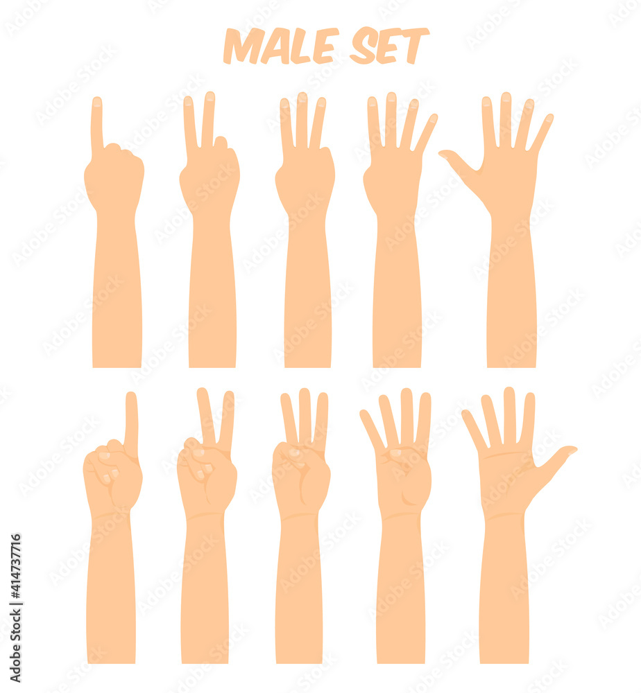 men's hands composing different gestures, showing various finger combinations, vector illustration men's hands composing different gestures, showing various finger combinations, vector illustration
