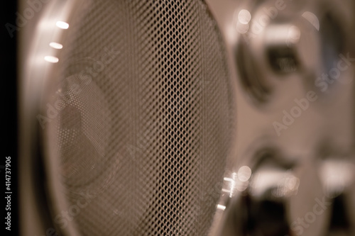 detail of radio in silver color