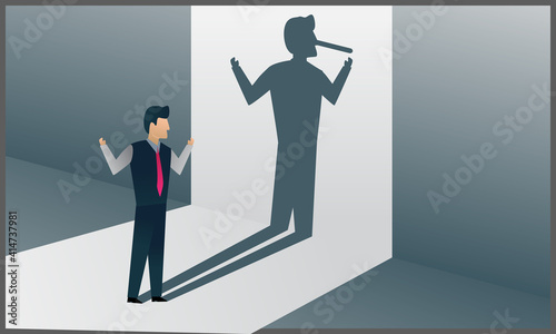 vector illustration of a wild businessman with his shadow