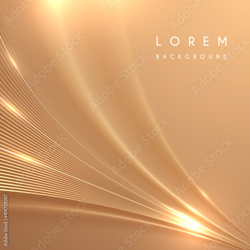 Abstract golden lines background with glow effect