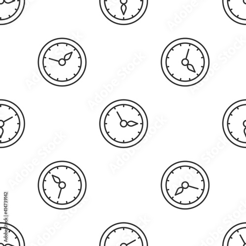 Grey line Sauna clock icon isolated seamless pattern on white background. Sauna timer. Vector.