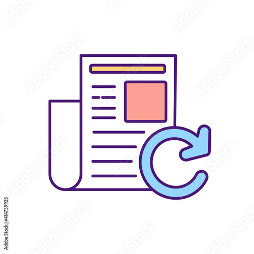 Document recheck RGB color icon. Contract management issues solving. Agreement item ccreation to suit every side. Providing best user experience for every customer. Isolated vector illustration