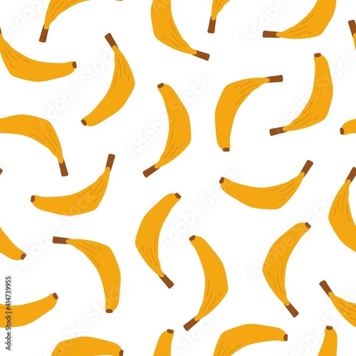 Banana Seamless Pattern Modern Art Style. Yellow Bananas on White Background for Modern Design. Tropical Fruits Abstract Print Design. Vector EPS 10