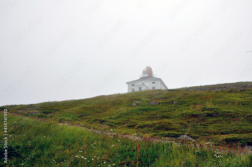 A foggy day at the lighthouse at Cape Spear, Newfoundland, the easternmost point in North America.
