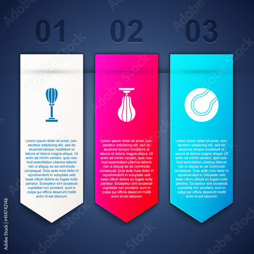 Set Punching bag, and Tennis ball. Business infographic template. Vector.