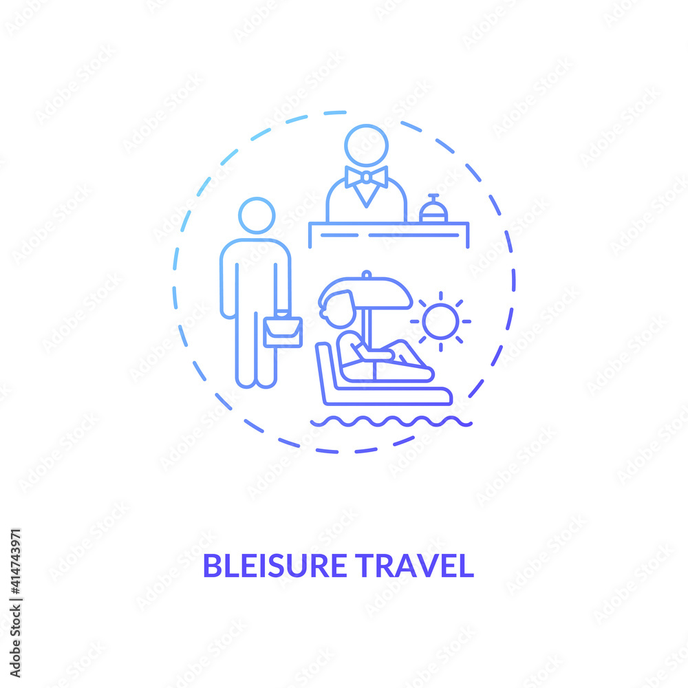 Bleisure travel concept icon. Spontaneous trip idea thin line illustration. Travel during covid 19 pandemic. Pandemic adaptation. Unplanned vacation. Vector isolated outline RGB color drawing