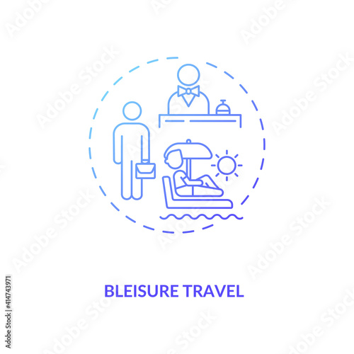 Bleisure travel concept icon. Spontaneous trip idea thin line illustration. Travel during covid 19 pandemic. Pandemic adaptation. Unplanned vacation. Vector isolated outline RGB color drawing
