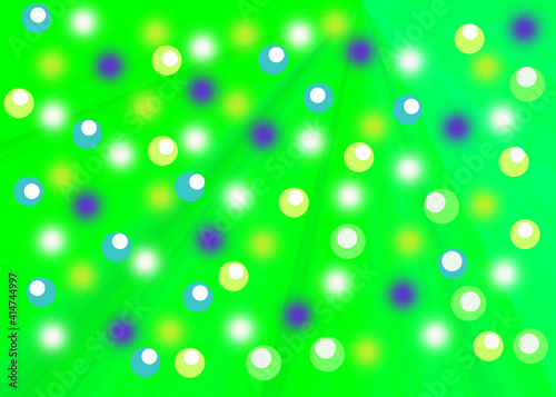 Colorful circles on a green background