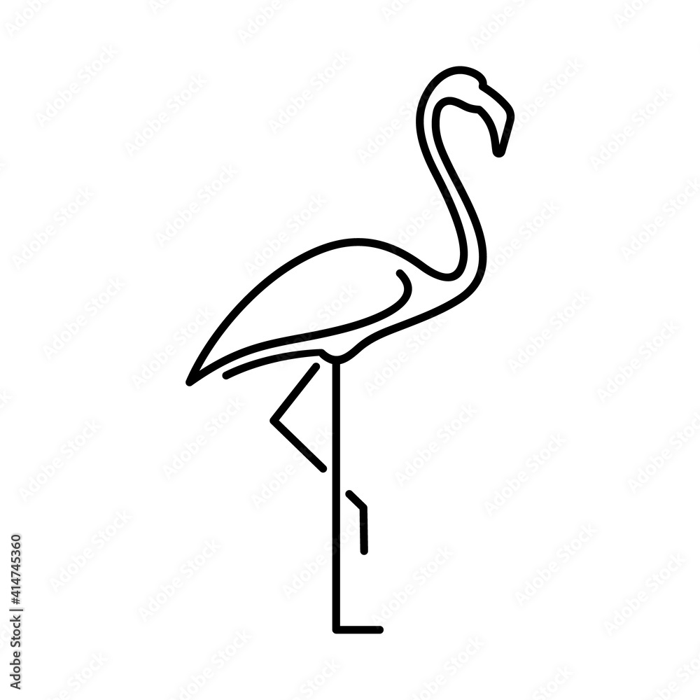 Fototapeta premium Flamingo vector icon. Wild bird illustration.