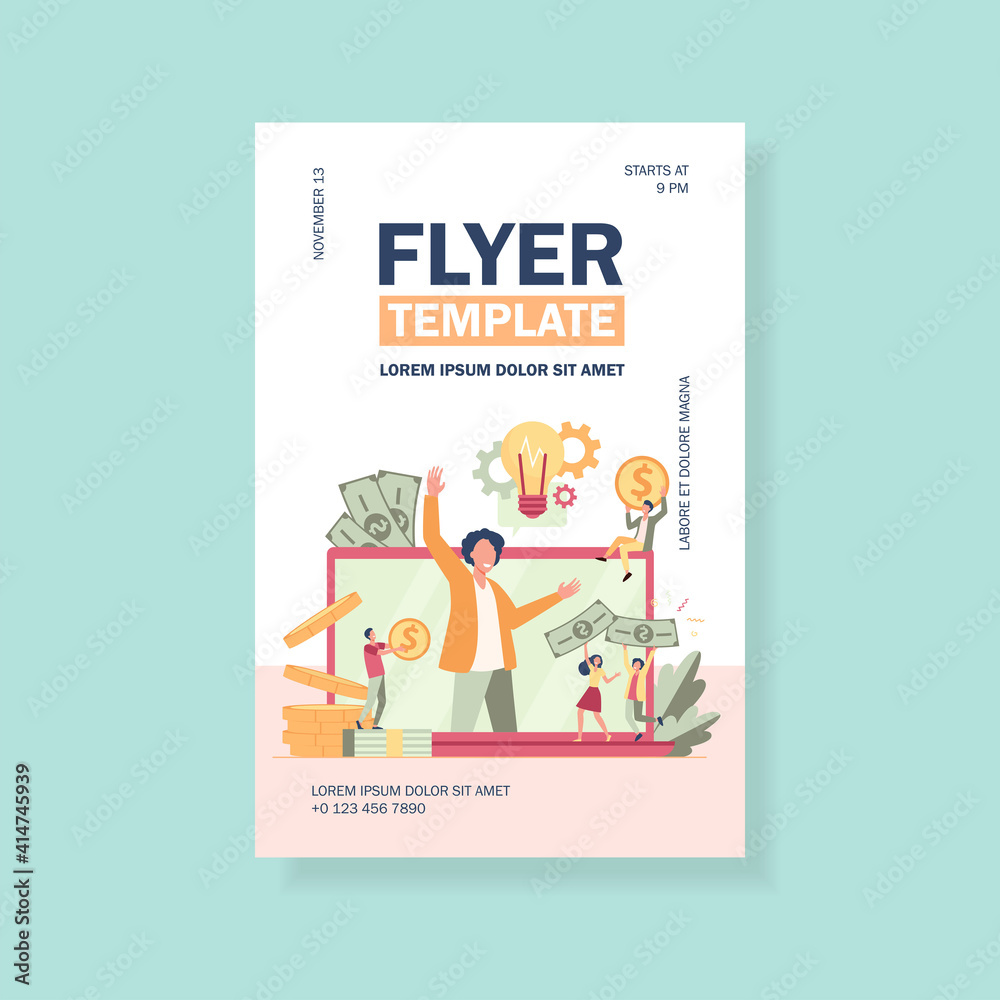 Tiny entrepreneur crowdfunding startup project flat vector illustration. Cartoon sponsor and money donation via internet. Cooperation, investment and growth concept Tiny entrepreneur crowdfunding startup project flat vector illustration. Cartoon sponsor and money donation via internet. Cooperation, investment and growth concept