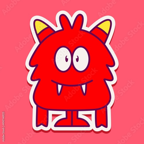 cute monster cartoon doodle design for coloring, backgrounds, stickers, logos, symbol, icons and more