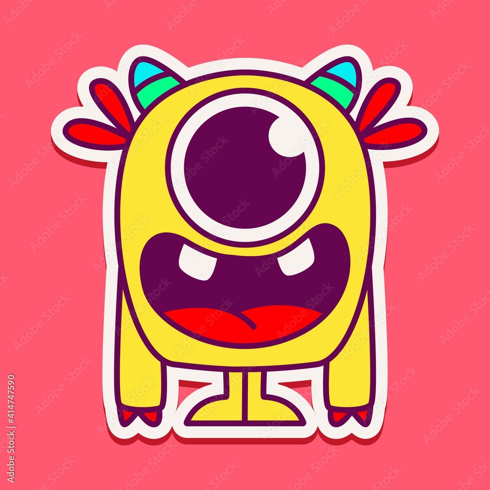 Fototapeta premium cute monster cartoon doodle design for coloring, backgrounds, stickers, logos, symbol, icons and more
