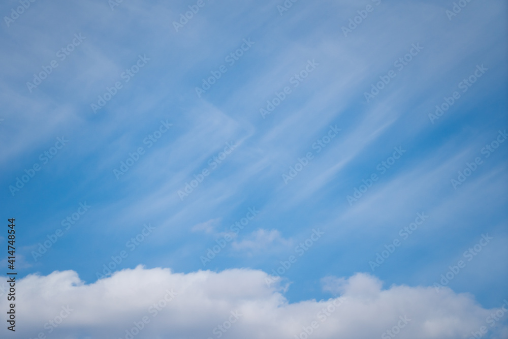 Panoramic fluffy cloud in the blue sky with copyspace