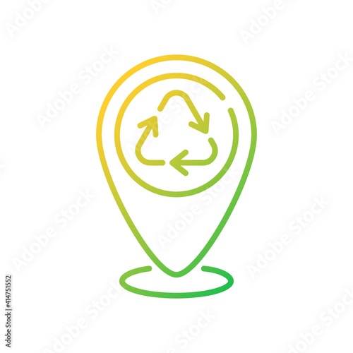 Dropping off locations gradient linear vector icon. Place with collection bins. Landfill and recycling centers. Thin line color symbols. Modern style pictogram. Vector isolated outline drawing