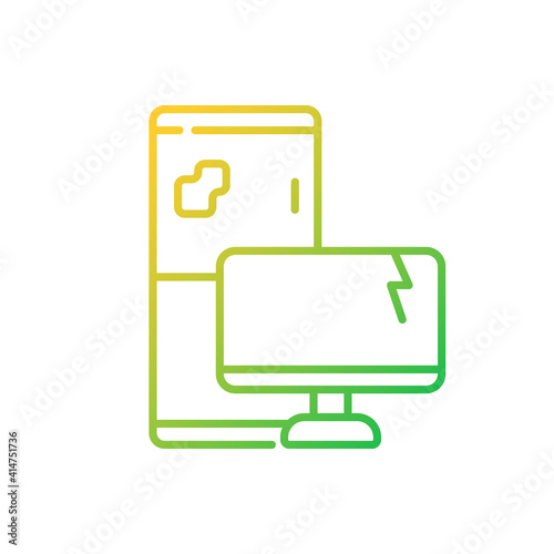 Electronic waste gradient linear vector icon. E-waste. Discarded electrical and electronic devices. Thin line color symbols. Modern style pictogram. Vector isolated outline drawing