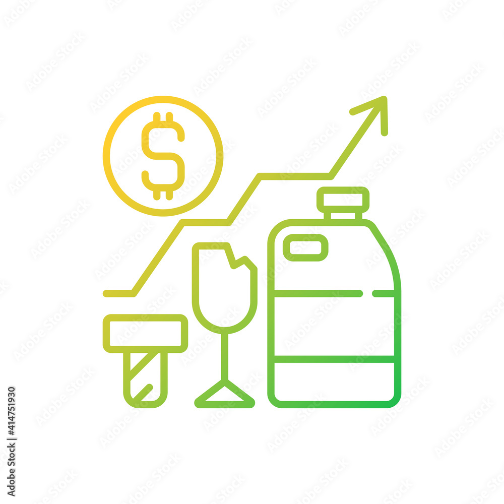 Obraz premium Waste analytics gradient linear vector icon. Waste management process. Economic and environmental aspects. Thin line color symbols. Modern style pictogram. Vector isolated outline drawing