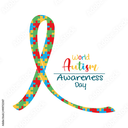 autism awareness day puzzles shaped ribbon