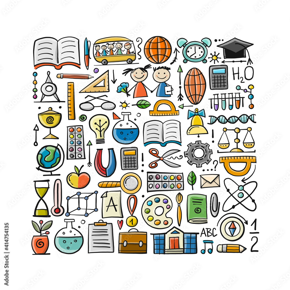 Back to School. Icons set. Art Background for your design