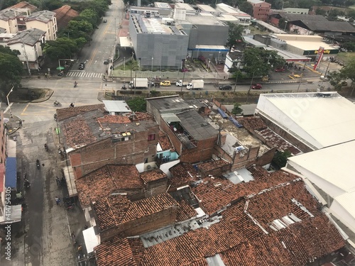 aerial view of the siloe neighborhood in the city of Cali Colombia from the cable car photo
