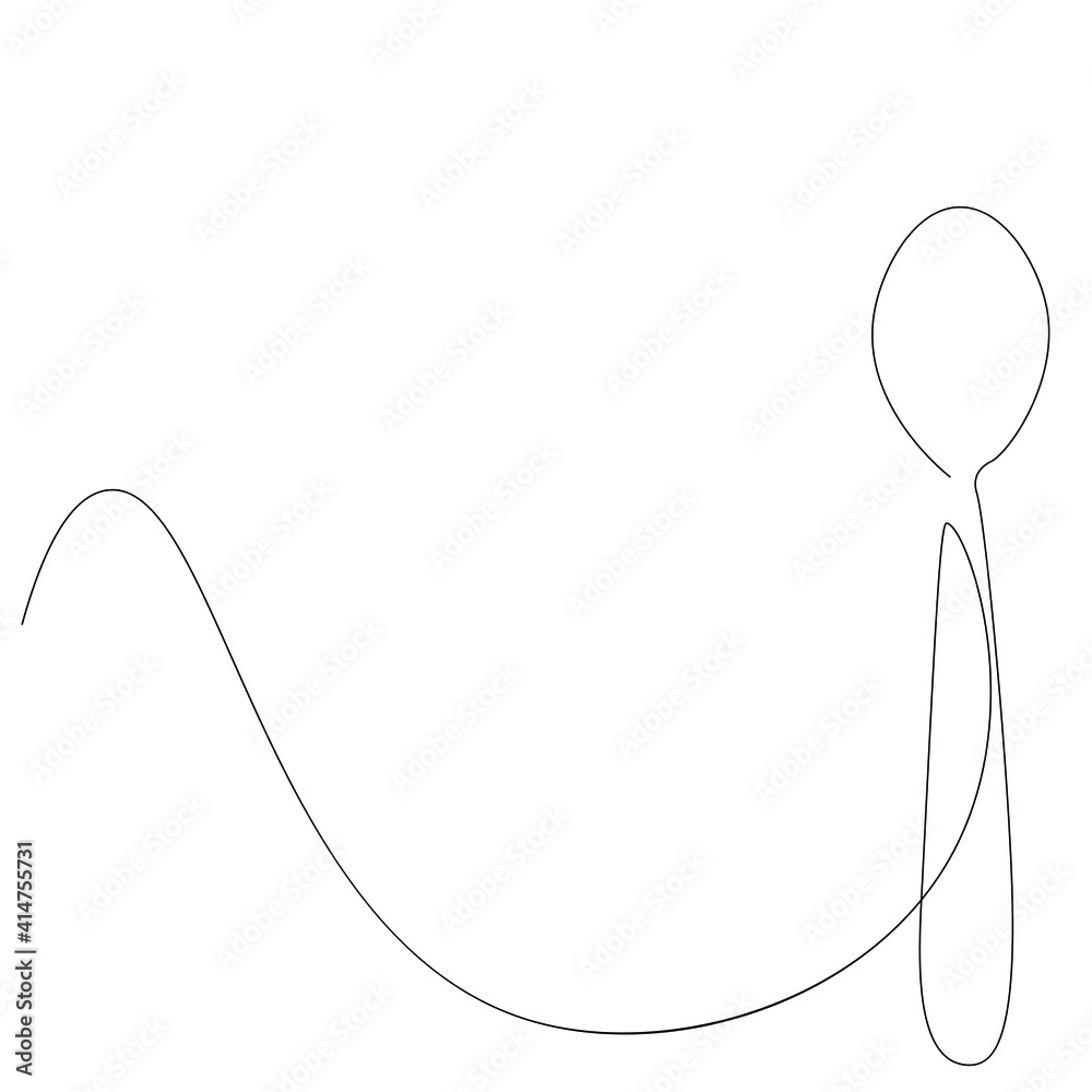 Fototapeta premium Spoon silhouette line drawing, vector illustration