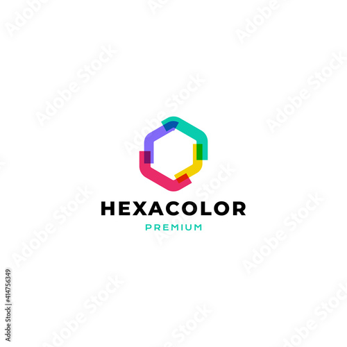 hexagon color logo vector icon illustration simple style