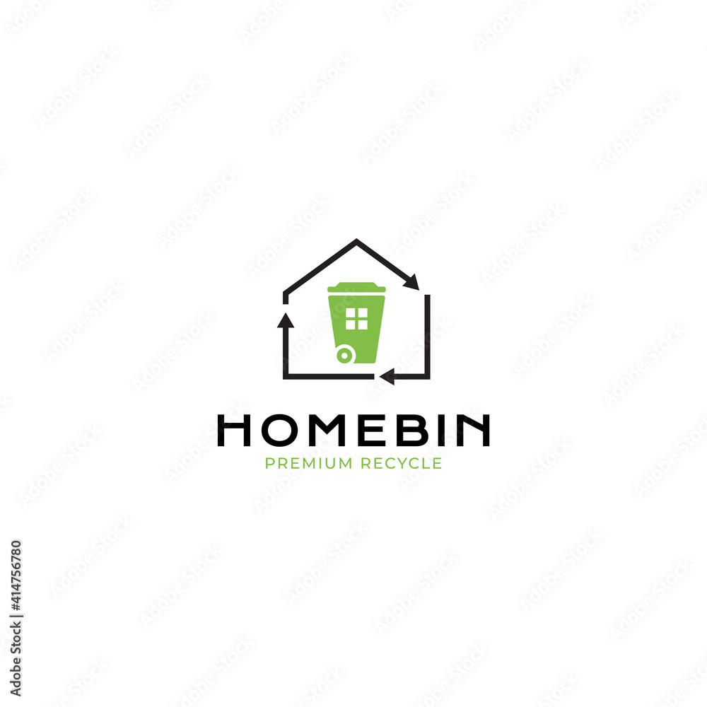 Home Bin logo vector icon illustration line simple style Home Bin logo vector icon illustration line simple style