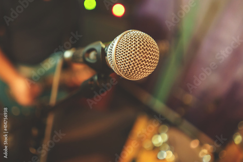 vocal microphone close up. band rehearsal © Ivan Zhdan