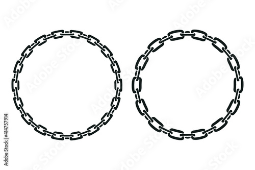 Chains in a circle set, vector illustration, silhouette flat, for text
