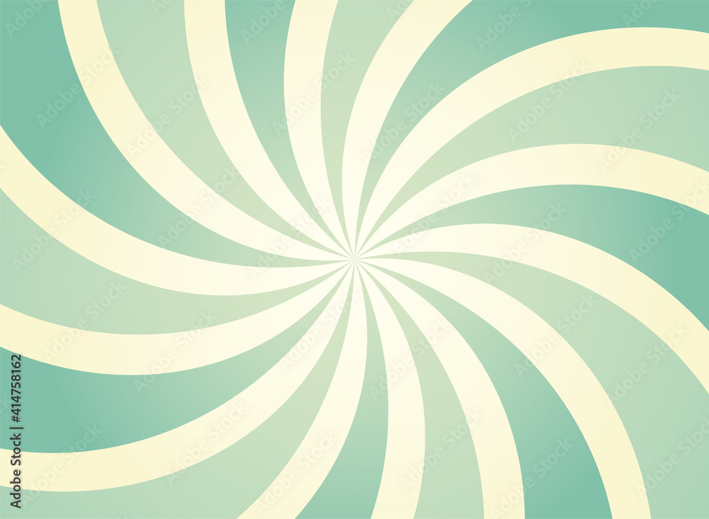 Sunlight spiral wide background. Sage green and beige color burst background. Sunlight spiral wide background. Sage green and beige color burst background.