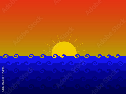 Sea and Sun Illustration - Vector