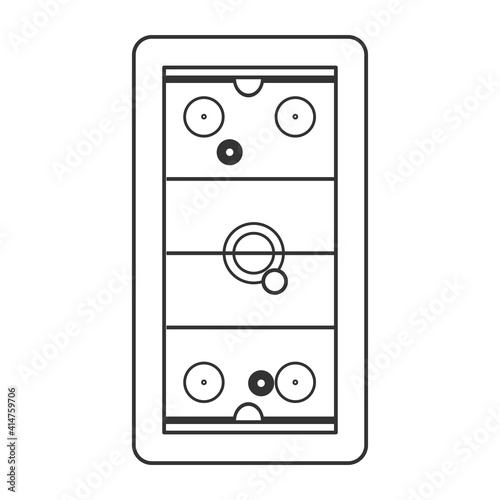 Air hockey table vector illustration leisure entertainment competition sport isolated white. Air hockey icon equipment table gaming in line style. Silhouette tabletop arcade board field recreation