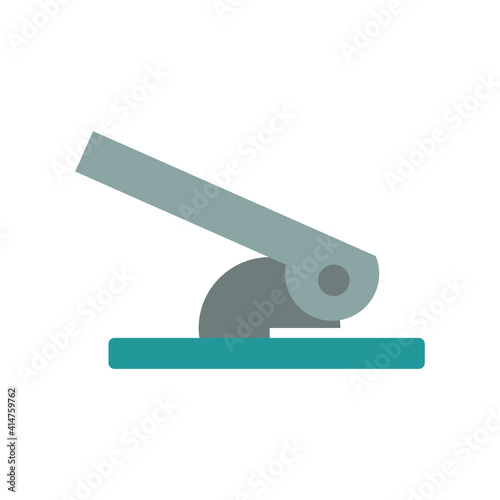 Hole puncher office accessory stationery paper tool. Vector business hole puncher equipment work paper icon isolated white. Stationery supply illustration cartoon tool punch. Simple papework item icon