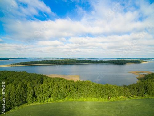 Aerial view of Mamry Lake a...