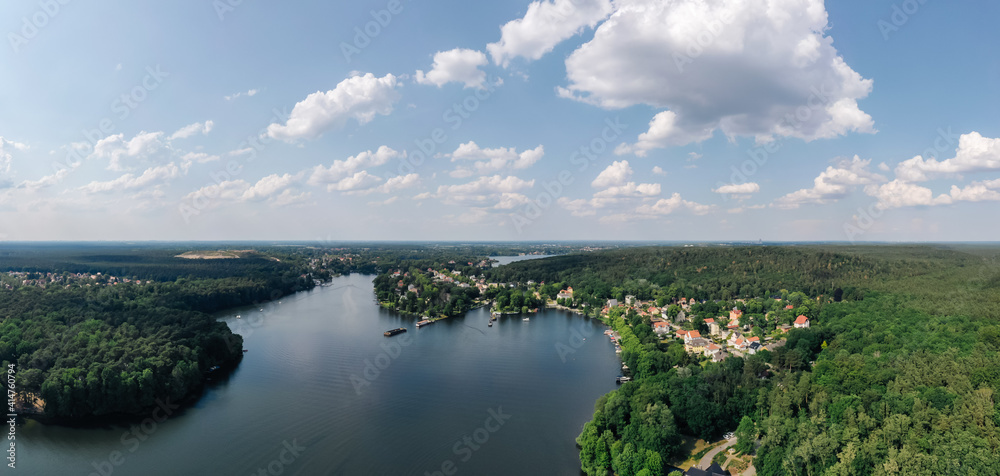 aerial photo of the Flakensee at Woltersdorf and Erkner in Brandenburg