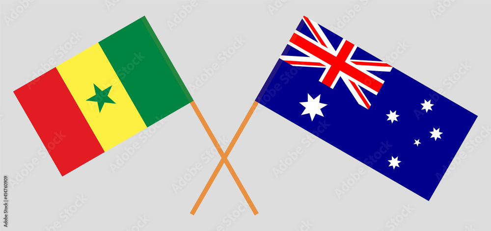 Crossed flags of Senegal and Australia Crossed flags of Senegal and Australia