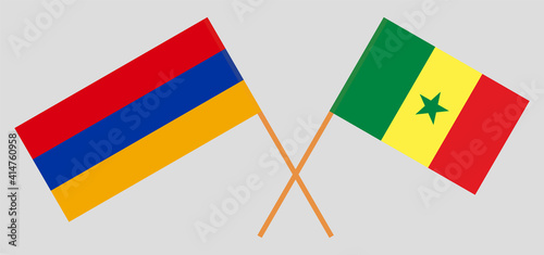 Crossed flags of Armenia and Senegal