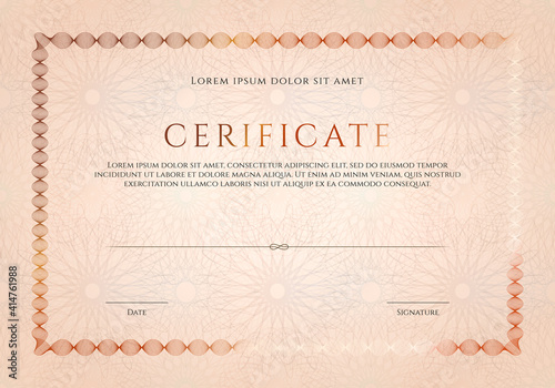 Winner luxury certificate template design, blank diploma in old vintage colours