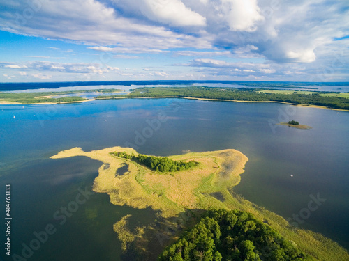 Aerial view of Mamry Lake a...