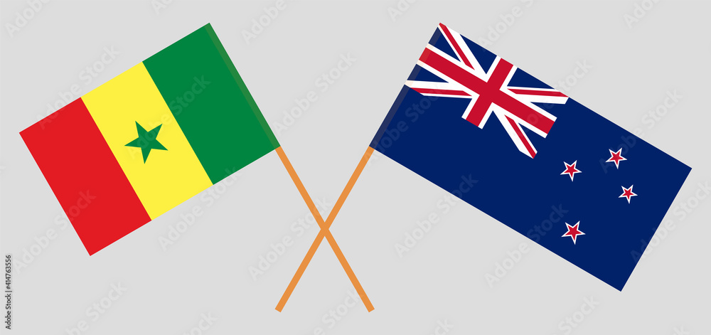 Crossed flags of Senegal and New Zealand