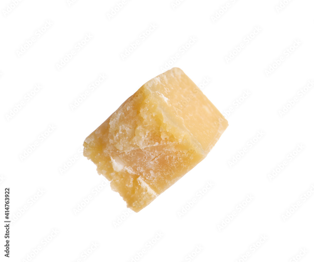 Piece of delicious parmesan cheese isolated on white Piece of delicious parmesan cheese isolated on white