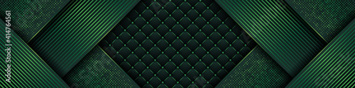 Luxury dark green background with backdrop overlap layer . Deep emerald pattern with vintage leather texture premium royal party