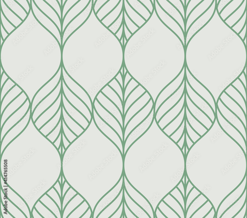 Fototapeta premium Seamless pattern. Graphic ornament. Floral stylish background. Vector repeating texture with stylized leaves