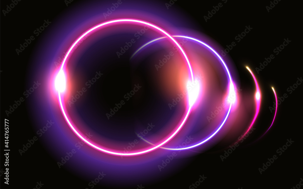 Abstract fantastic background with neon glow round frame and shiny light space portal into another dimension. Fluorescent space border. Abstract fantastic background with neon glow round frame and shiny light space portal into another dimension. Fluorescent space border.