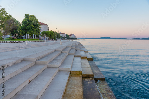 Sunrise view of Sea Organ installed in Croatian town Zadar