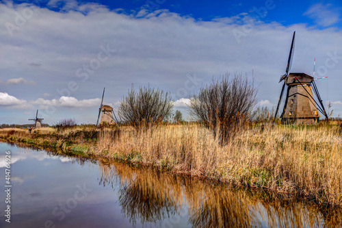 The traditional windmills of Kinderdijk Netherlands