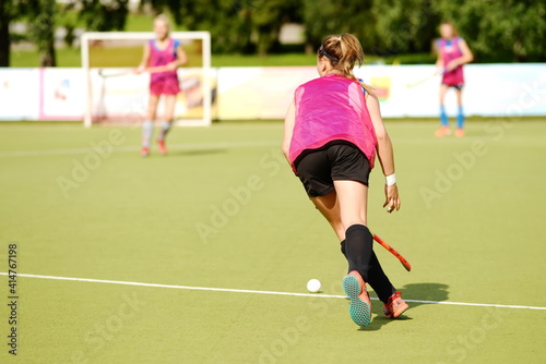Cuadro en lienzo Women's field hockey , workout
