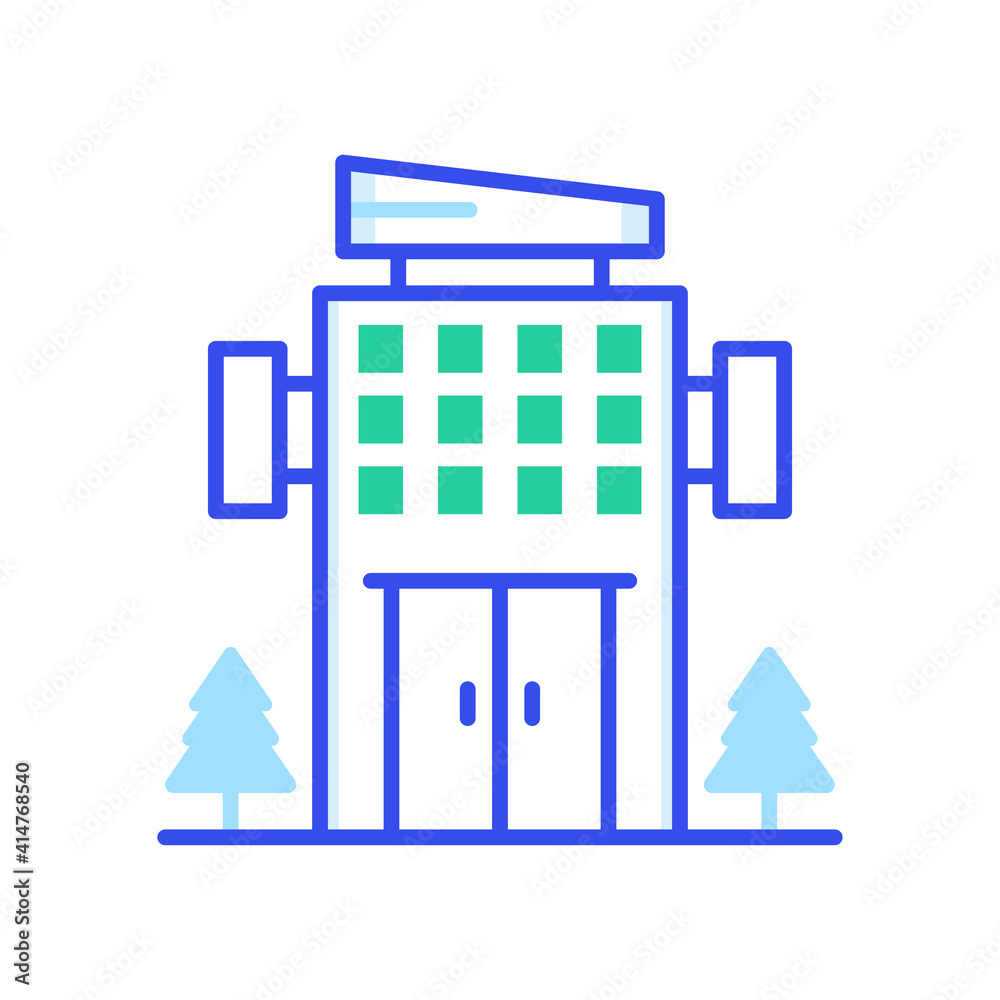 Fototapeta premium Skyscraper Vector color line icon style illustration. 