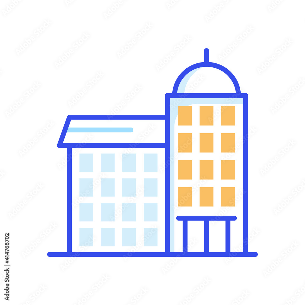 School Building Vector color line icon style illustration. 