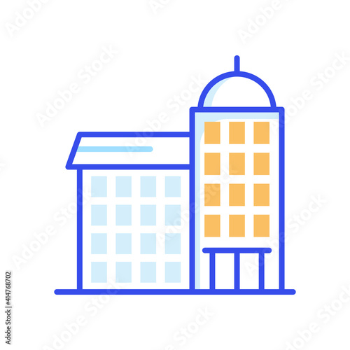 School Building Vector color line icon style illustration. 