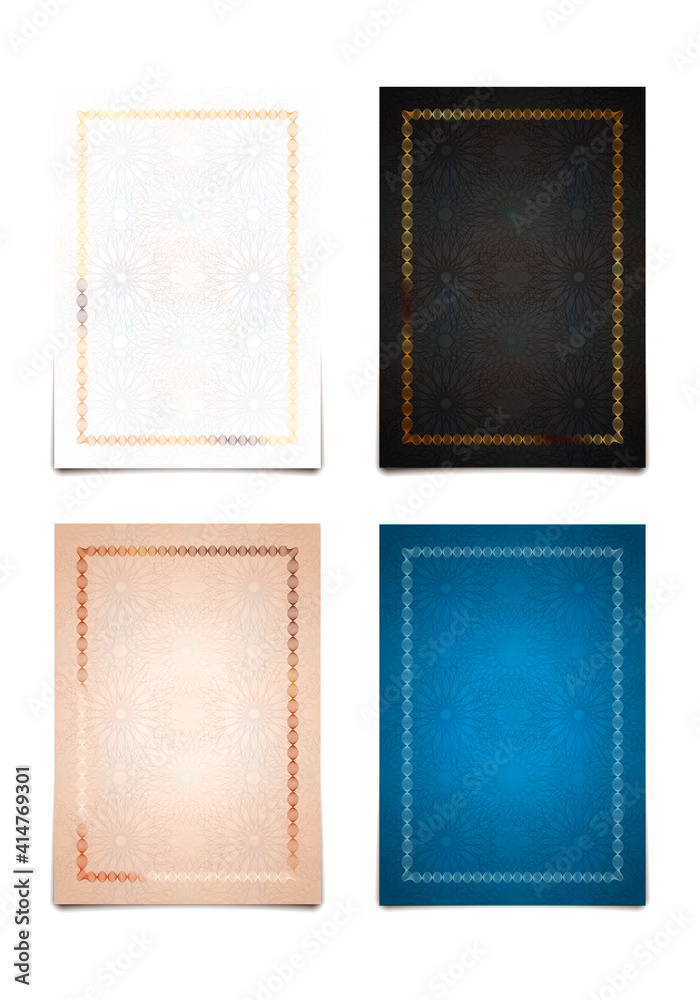 Fototapeta premium Set of different winner luxury certificate, vertikal template design, blank diploma with textplace on white